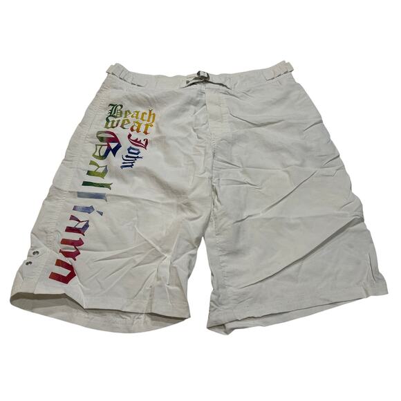 9-63 JOHN GALLIANO Men's Swim Trunks White Small - Picture 1 of 8